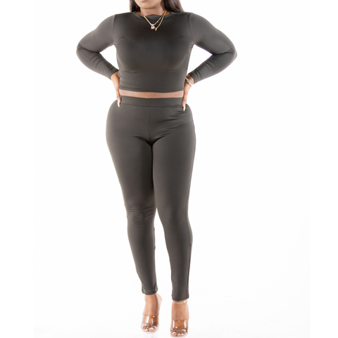 Black Crop Top Tracksuit