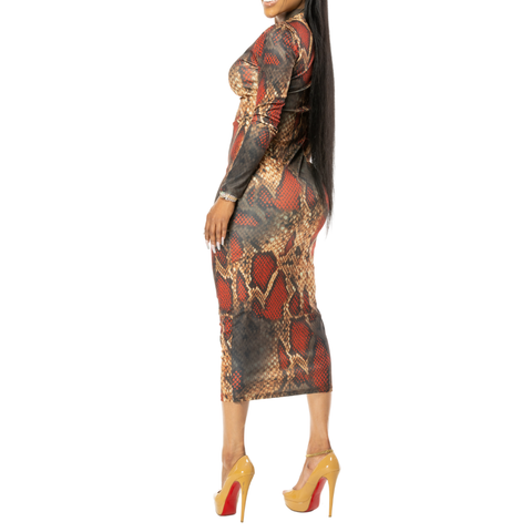 Snakeskin Print Bodycon Dress