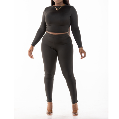 Black Crop Top Tracksuit