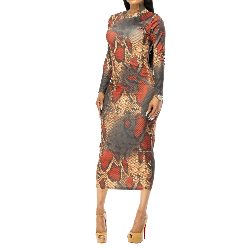 Snakeskin Print Bodycon Dress– TheFashionOut.com