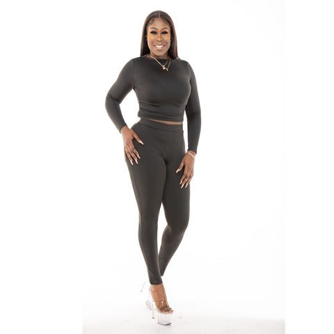 Black Crop Top Tracksuit