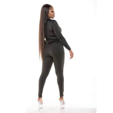 Black Crop Top Tracksuit