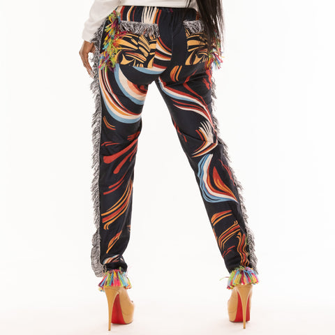 Mixed Color Tassel Pants