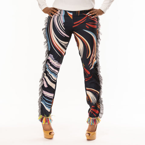 Mixed Color Tassel Pants