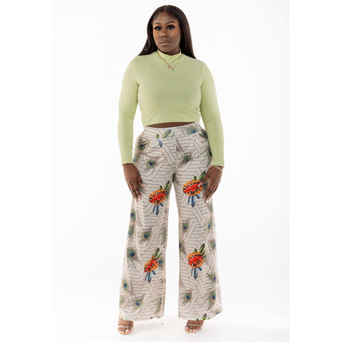 Floral Print Wide Leg Pant Set