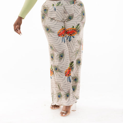 Floral Print Wide Leg Pant Set