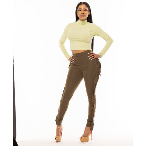2 Piece Fringe Fitted Pant Set